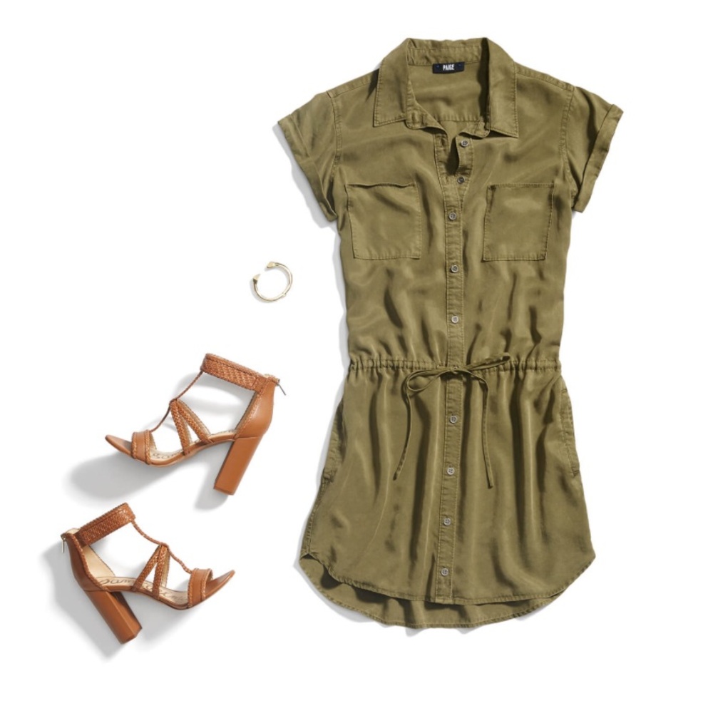 PAIGE Mila Shirt Dress in Olive Tree Women’s Small